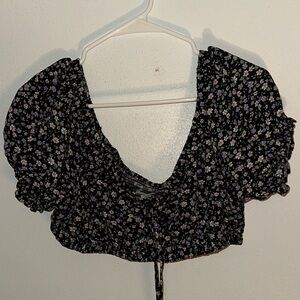 Aeropostale Black and Purple Floral Blouse